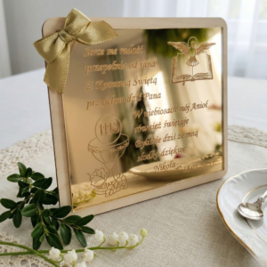 Podziękowania komunijne z plexi lustrzanej – eleganckie i personalizowane upominki dla gości