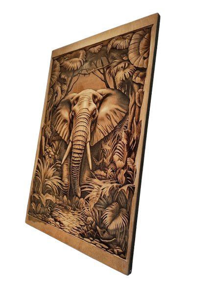 Słoń - wypalany w drewnie - unikalna dekoracja ścienna - obrazek 3