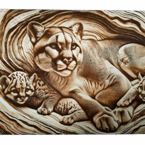 Puma - obraz wypalany w drewnie - dzika elegancja w Twoim domu