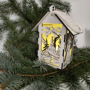 Lampion bożonarodzeniowy - świąteczna dekoracja z drewna