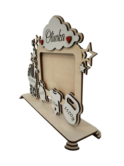 Metryczka dla dziecka - drewniana dekoracja - wypalane w drewnie - obrazek 3