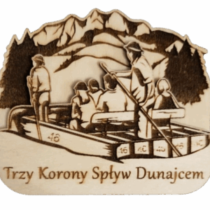Magnes 3D Spływ Dunajcem - pamiątka z Pienin - drewniany grawerowany magnes