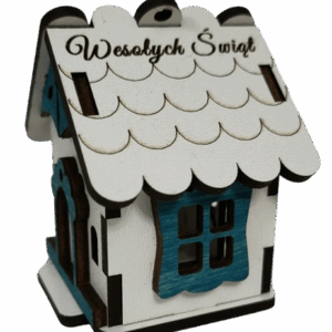 Domek bożonarodzeniowy - drewniana dekoracja - wypalane w drewnie
