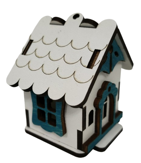 Domek bożonarodzeniowy - drewniana dekoracja - wypalane w drewnie - obrazek 3