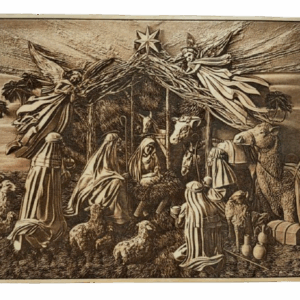 Szopka Bożonarodzeniowa - obraz wypalany w drewnie - magia świąt w naturalnym wydaniu