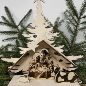 Szopka Bożonarodzeniowa ze sklejki grawerowanej - tradycyjna dekoracja świąteczna