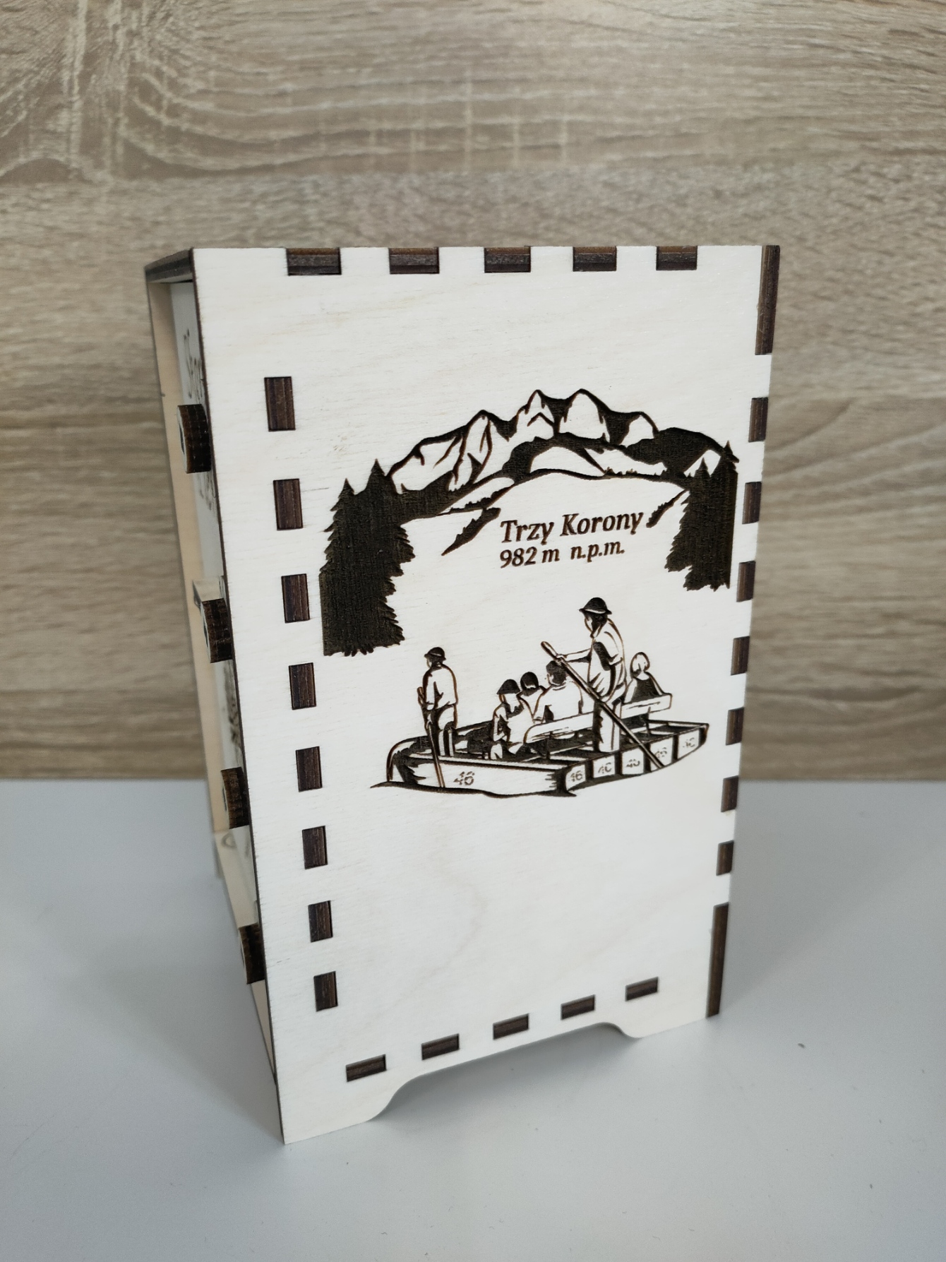 Drewniana skarbonka na szyfr - Pieniny - wypalane w drewnie - obrazek 2