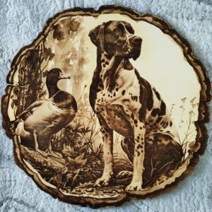 Pies Myśliwski - Drewniana dekoracja na ścianę - wypalane w drewnie