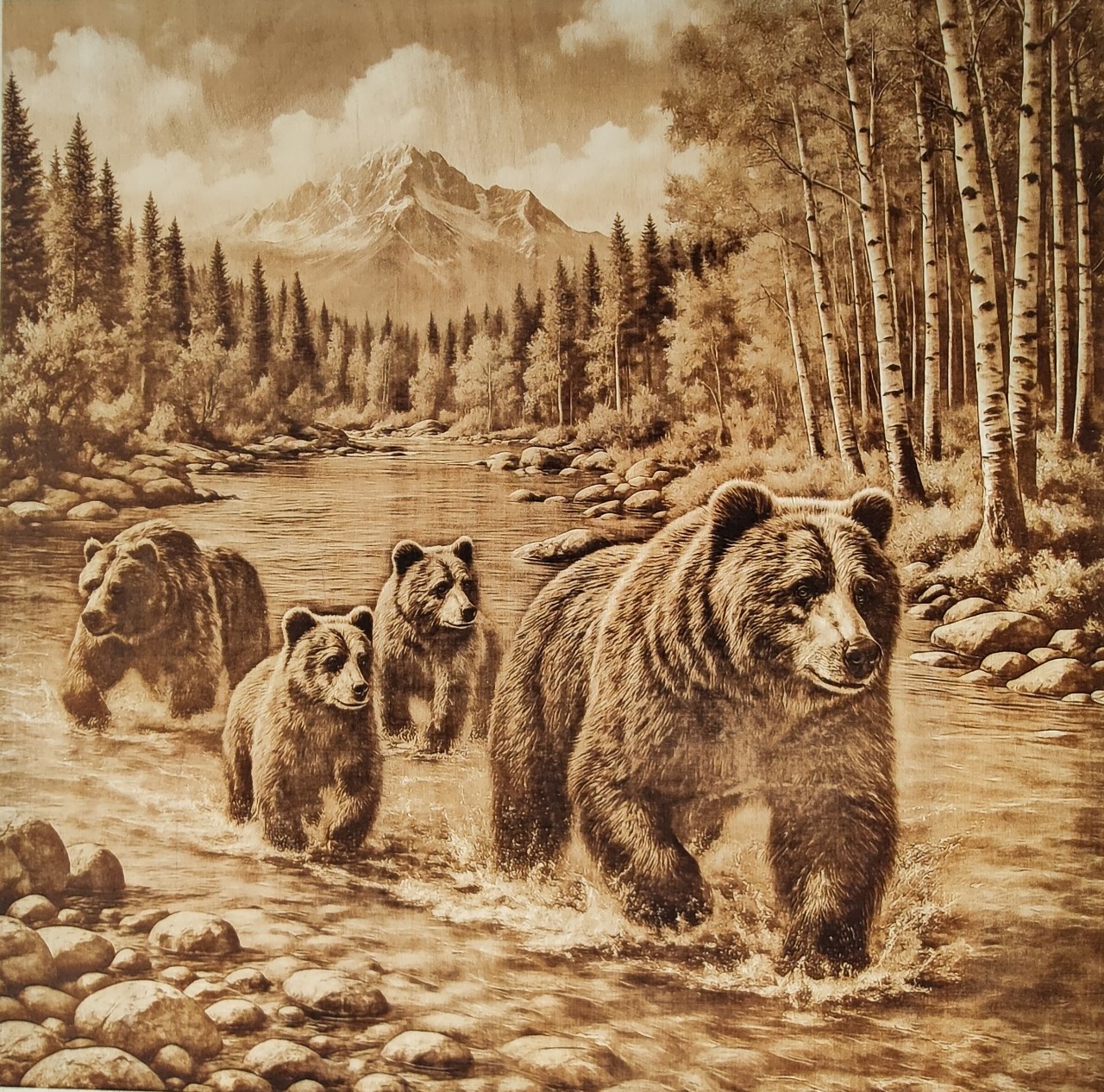 Niedźwiedzie - Obrazy wypalane w drewnie - Siła natury zaklęta w drewnie - obrazek 3