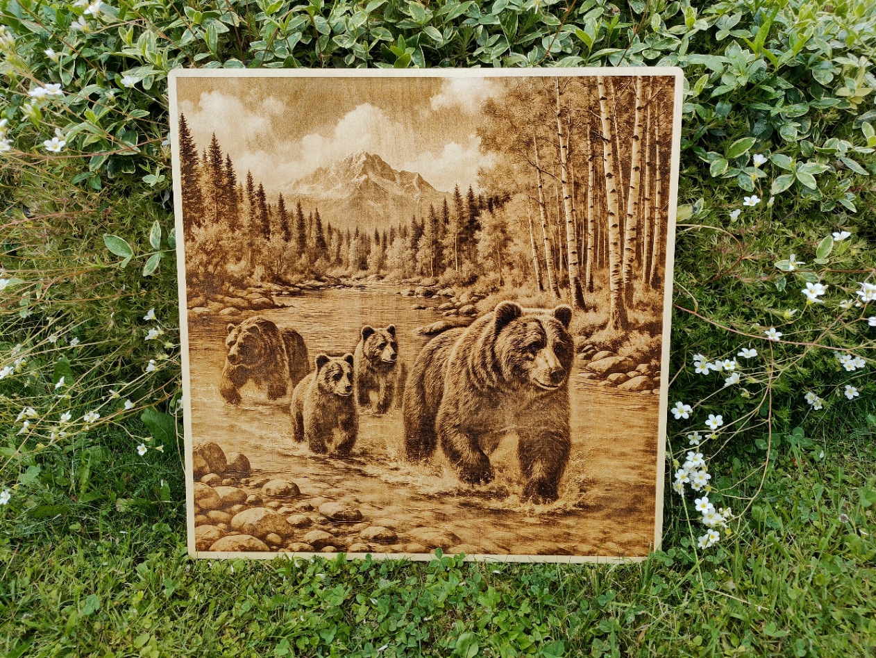 Niedźwiedzie - Obrazy wypalane w drewnie - Siła natury zaklęta w drewnie - obrazek 2