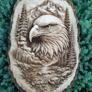 Głowa Orła w Górach - drewniane ozdoby na ścianę - wypalane w drewnie