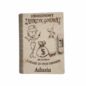 Drewniana dekoracja - prezent na 18 - wypalane w drewnie