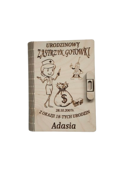 Drewniana dekoracja - prezent na 18 - wypalane w drewnie