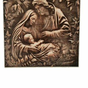 Święta Rodzina - wypalany w drewnie - nowoczesna dekoracja ścienna