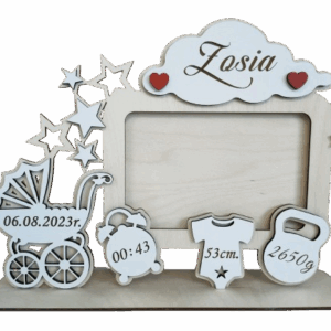 Metryczka dla dziecka - drewniana dekoracja - wypalane w drewnie