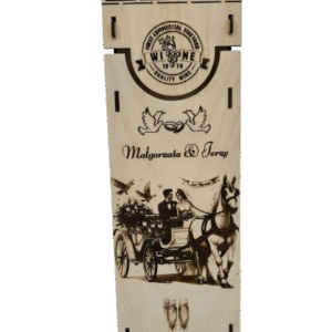 Ślubne Pudełko na alkohol - drewniana dekoracja - wypalane w drewnie
