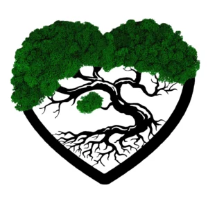 Drzewo miłości - drewniana dekoracja na ścianę - ażurowy obraz z chrobotkiem