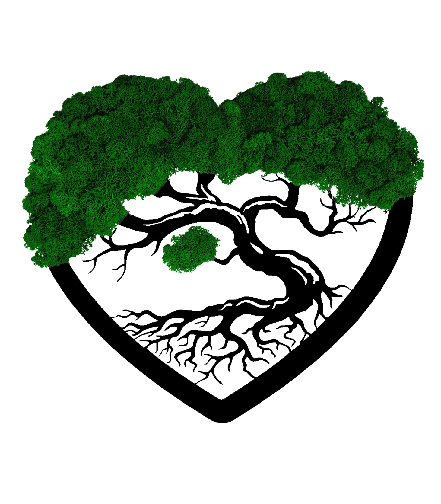 Drzewo miłości - drewniana dekoracja na ścianę - ażurowy obraz z chrobotkiem