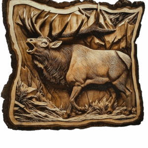 Jeleń - obraz grawerowany laserowo w drewnie - naturalna dekoracja 3D