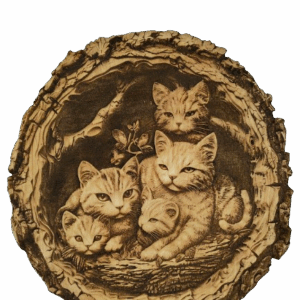 Koty - obraz wypalany w drewnie - elegancka dekoracja z naturalnego drewna