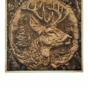 Portret Jelenia - Drewniana dekoracja na ścianę - wypalane w drewnie