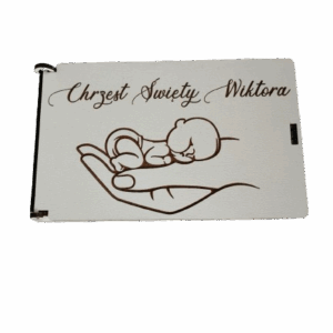 Pudełko na pieniądze na chrzest - drewniana dekoracja - wypalane w drewnie