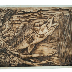 Ryba - pirografia na drewnie - drewniana dekoracja