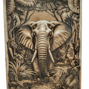 Słoń - wypalany w drewnie - unikalna dekoracja ścienna