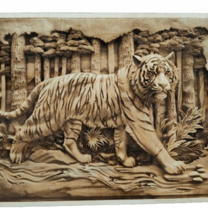 Tygrys - Drewniana dekoracja na ścianę - wypalane w drewnie