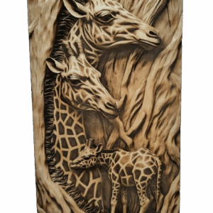 Żyrafy - wypalane w drewnie - artystyczna dekoracja ścienna