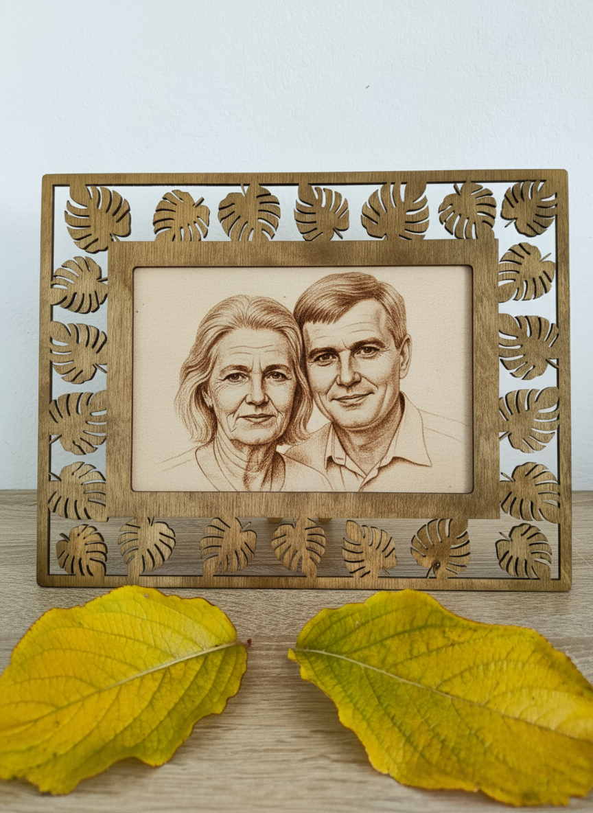 Portret wypalany w drewnie ze zdjęcia - personalizowany prezent - obrazek 3