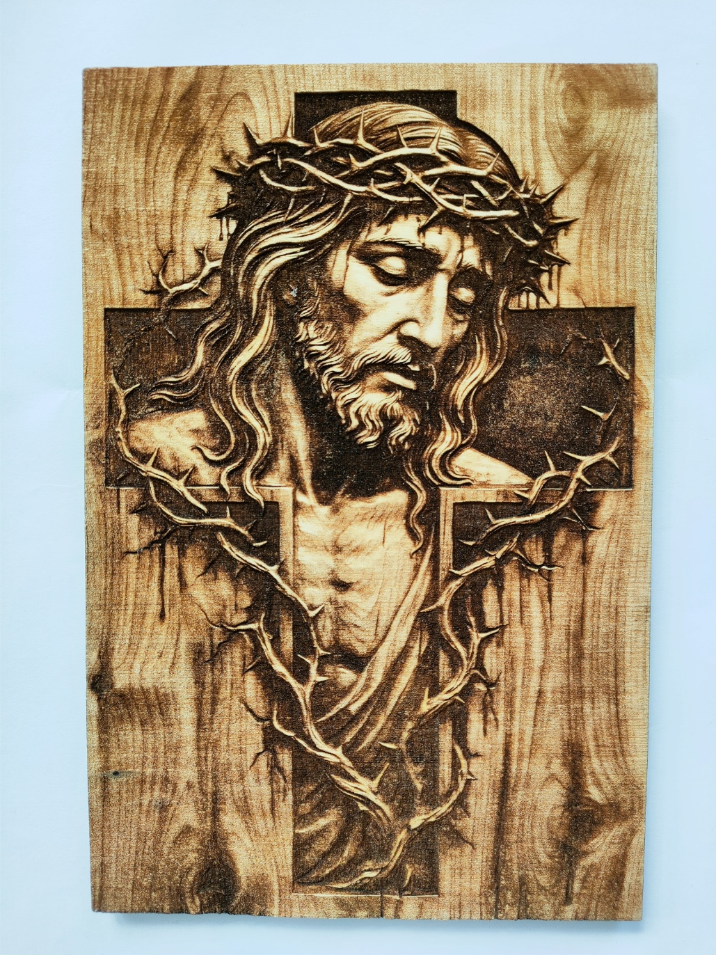 Wypalany w drewnie obraz Ecce Homo - Chrystus w koronie cierniowej - obrazek 2