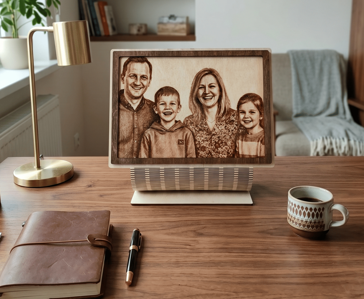 Portret Rodzinny Wypalany na Drewnie ze Zdjęcia – Unikalny Prezent i Pamiątka